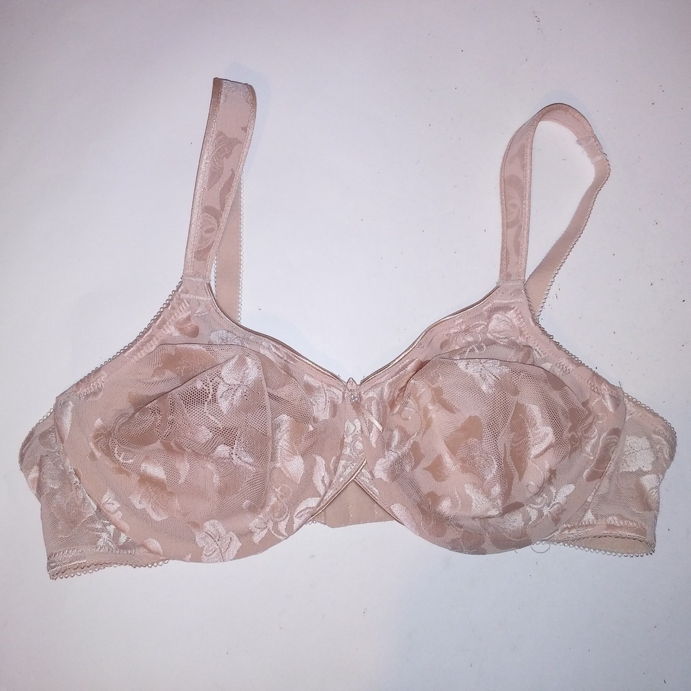 Wacoal Bra 40C Unlined Minimizer Floral Lace Beige Underwire